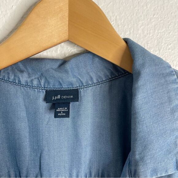 J Jill Chambray Denim Romper Size Large - Picture 3 of 8